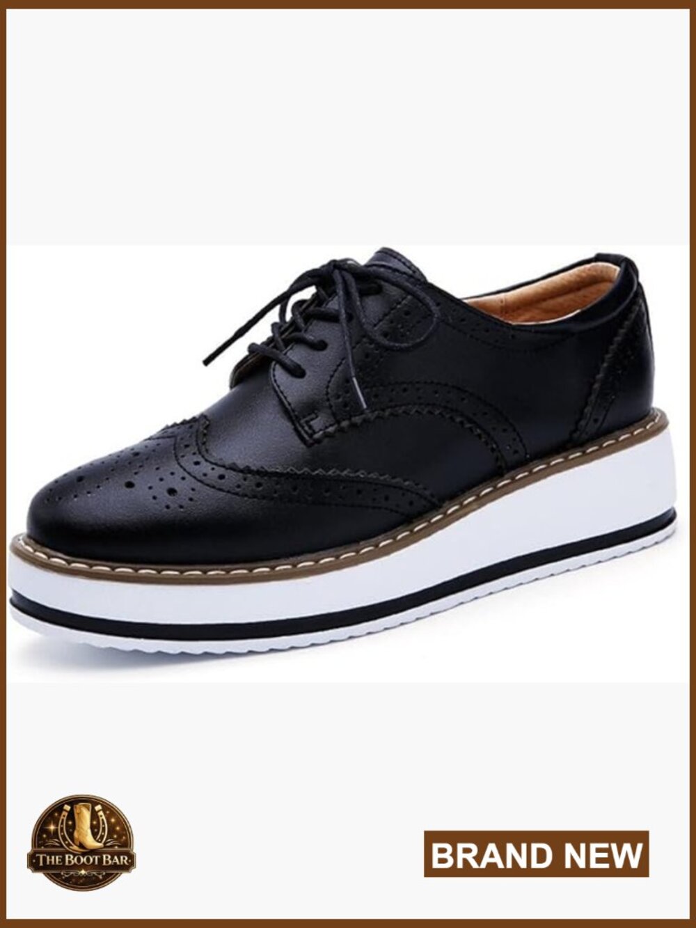 Women's Platform Lace-Up Wingtips Square Toe Oxfords Shoes
